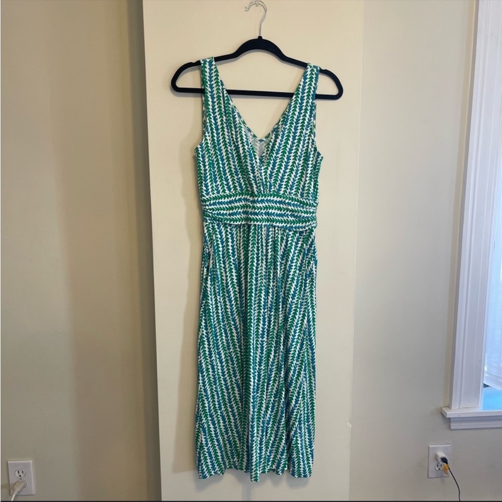 Boden Sleeveless V-Neck Effie Jersey Dress Size 14R blue green - Picture 5 of 8